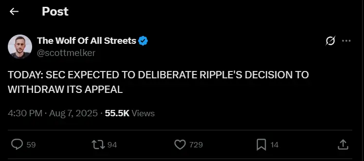 Ripple SEC Case Withdrawal Appeal