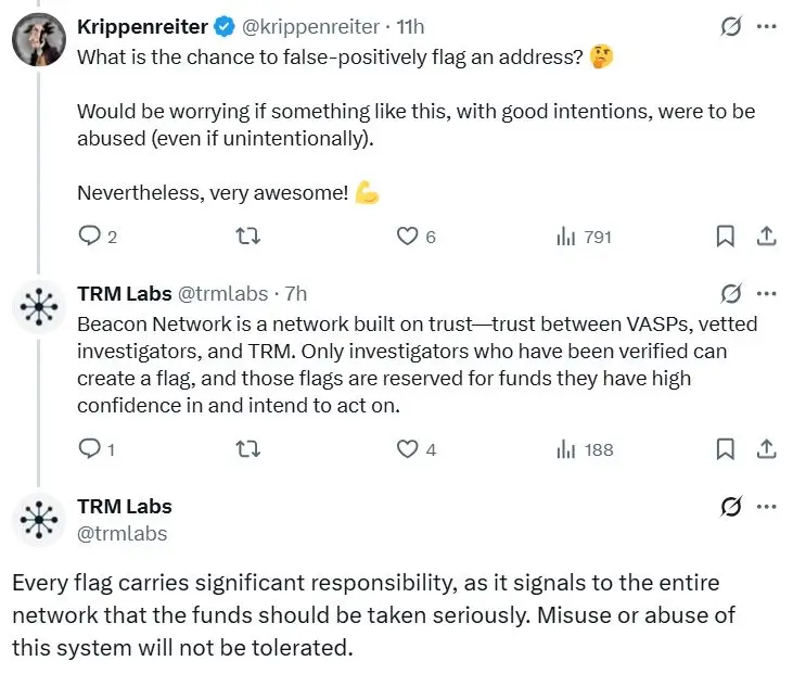 TRM Labs Response Toward False Flagging (Source: X)