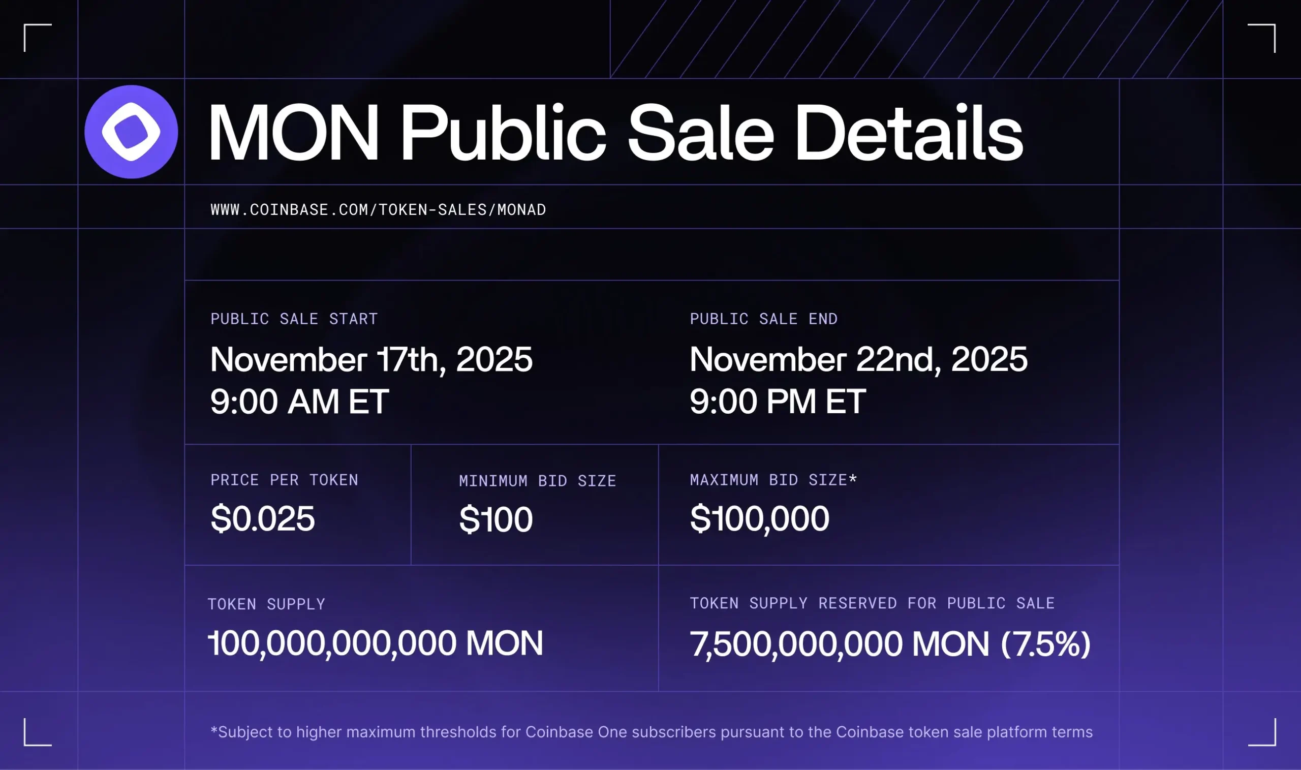 Monad Public Sale Details (Source: X)