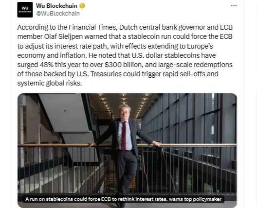 Stablecoin Oversight Tightens in Europe (Source: X)