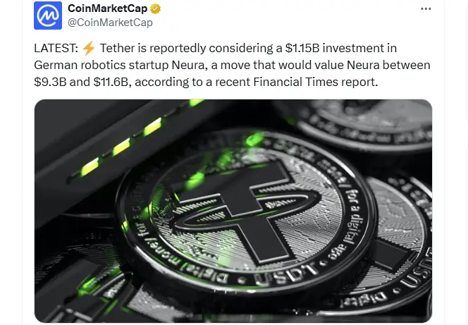 Tether Invests in Neura Robotics (Source: X)