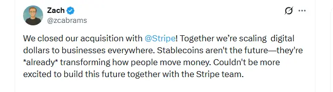 Stripe completes Bridge acquisition Stripe completes Bridge acquisition (Source: X)