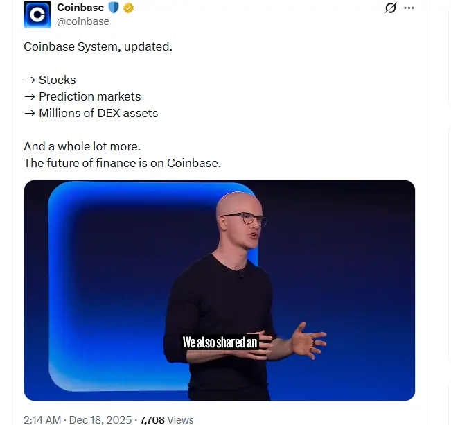 Coinbase Revamps Platform to Build the ‘Everything Exchange’ Coinbase Revamps Platform to Build the ‘Everything Exchange’ (Source: X)
