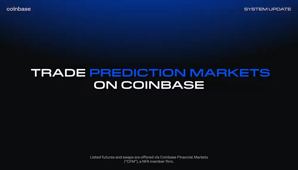 Prediction Markets on Coinbase Prediction Markets on Coinbase (Source: Coinbase)