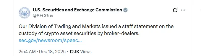SEC Issues New Rules for Broker-Dealer Crypto Custody SEC Issues New Rules for Broker-Dealer Crypto Custody (Source: X)