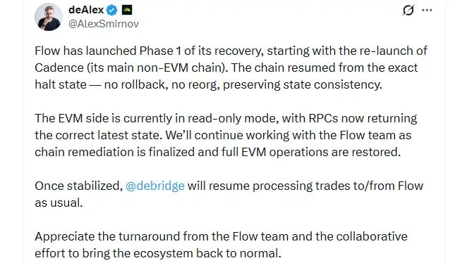 Flow Enters Phase 1 Recovery as Rollback Plan Faces Backlash Flow Enters Phase 1 Recovery as Rollback Plan Faces Backlash (Source: X)