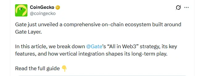 Gate Goes All In on Web3 Gate Goes All In on Web3 (Source: X)