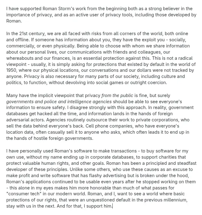 Vitalik Buterin Backs Tornado Cash Developer in Privacy Fight (Source: X)