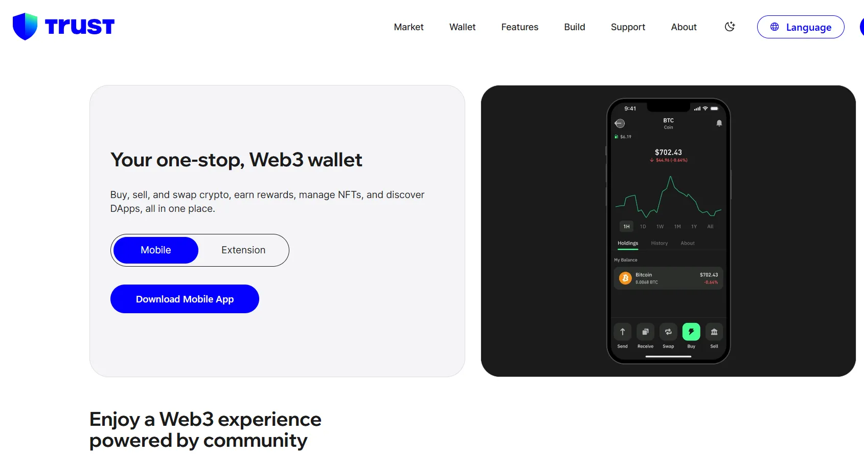 Trust Wallet dashboard