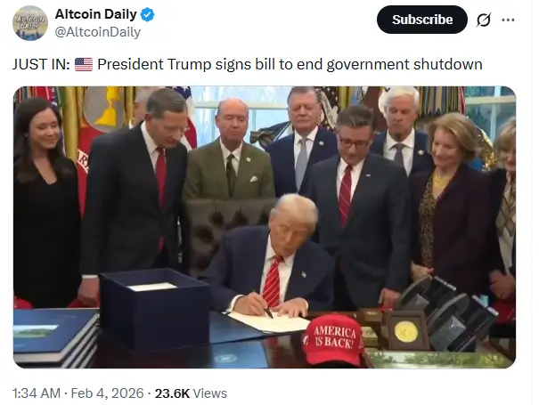 Trump Approves $1.2T Bill to End Shutdown and Fund DHS Trump Approves $1.2T Bill to End Shutdown and Fund DHS (Source: X)