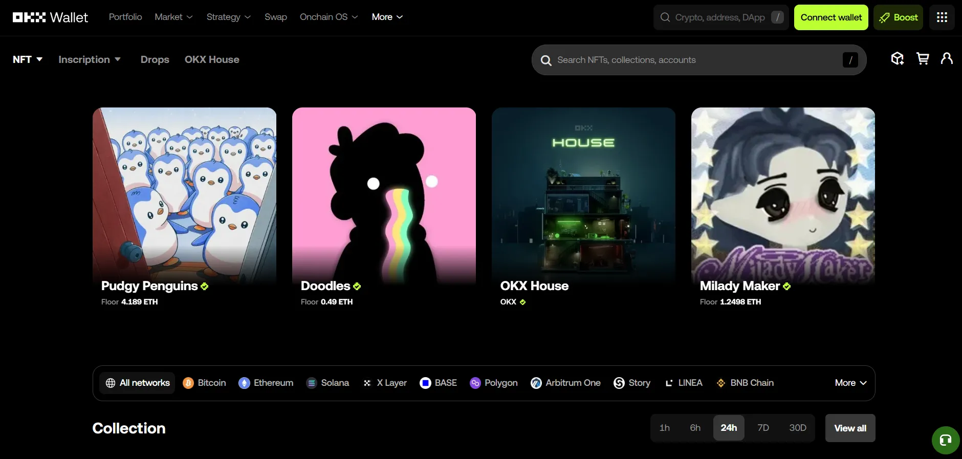 Dashboard of OKX NFT Marketplace